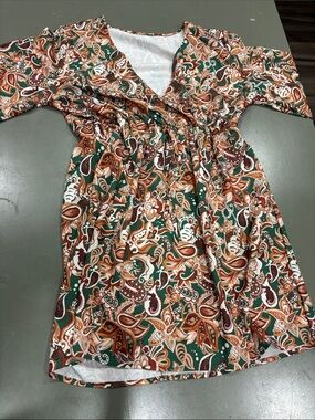 Women’s Green & Brown Paisley Printed Dress